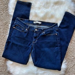 Levis 524 Skinny Jeans Womens Size 30 Mid Rise Stretch Dark Denim Blue